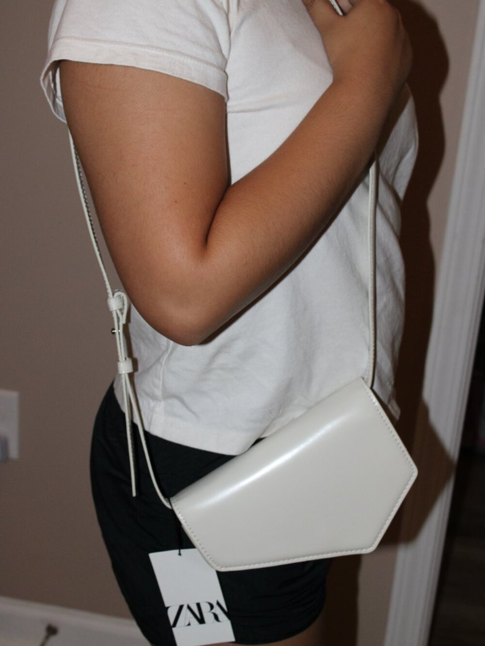 Zara Asymmetrical Crossbody NWT Ivory Minimalistic